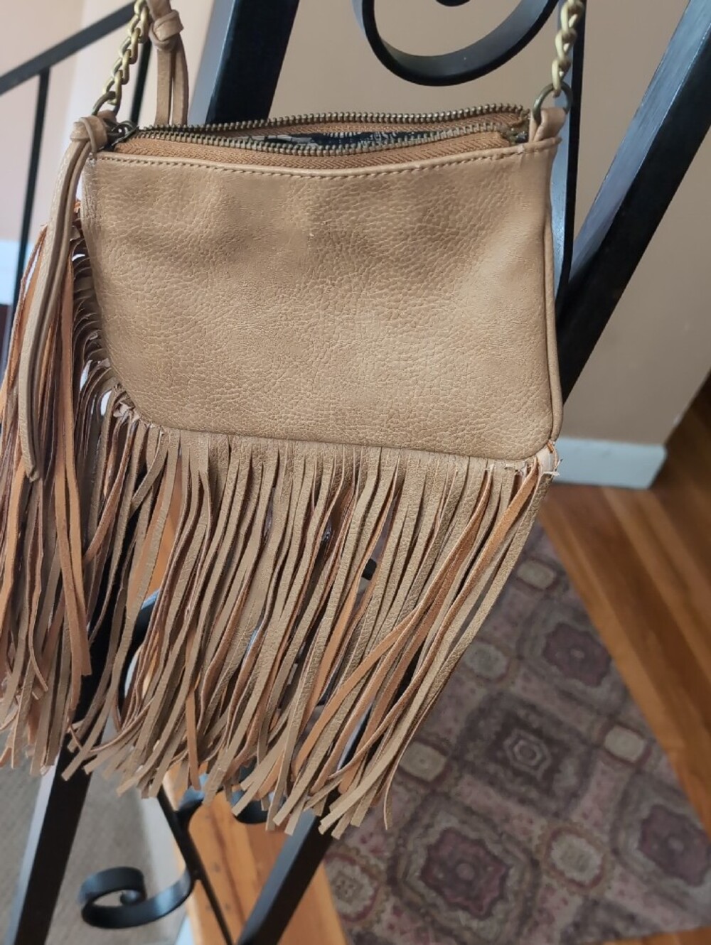 Carlos Santana Tan Faux Leather Fringe Crossbody Boho Festival Bag - Picture 5 of 6
